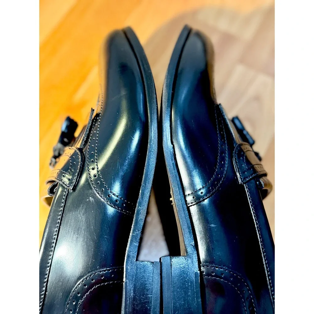 Florsheim Mens‎ 9D Black Leather Wingtip Kiltie Tassel Loafers  ~ Sanitized